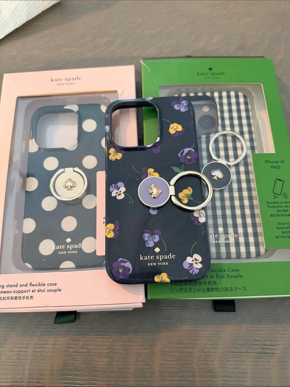 Kate Spade iPhone 14 PRO Cases with Ring Holders set of three bundle